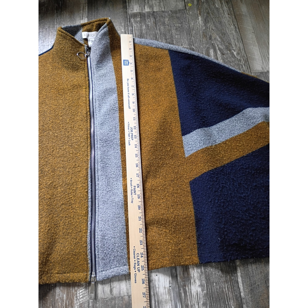 Apricot London S/M Wool Blend Zip Front Colorblock Poncho Cape Cardigan Wrap - Picture 8 of 9